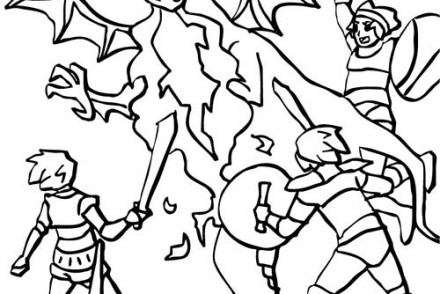 Coloriage-CHEVALIERS-ET-DRAGONS-Plusieurs-chevaliers-attaquent-un-dragon.jpg