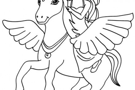 coloriage fee petite fee sur cheval aile a imprimer