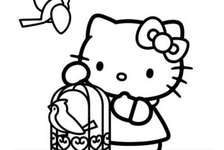 Coloriage-HELLO-KITTY-Coloriage-de-Hello-Kitty-et-la-cage-doiseau.jpg