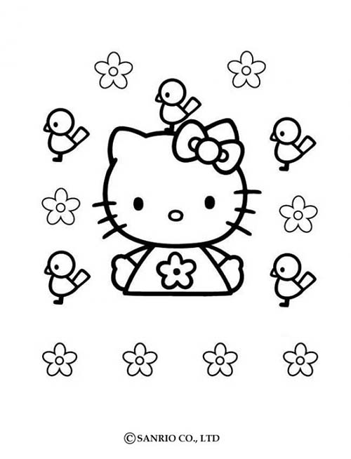 Coloriage-HELLO-KITTY-Coloriage-de-Hello-Kitty-et-les-oiseaux.jpg