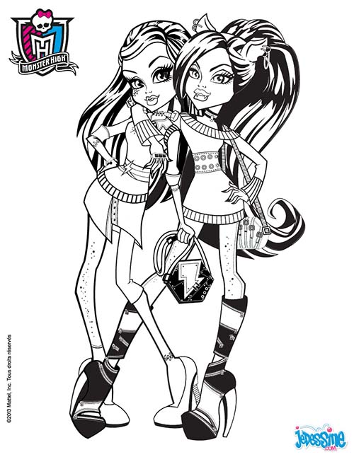 coloriage monster high clawdeen wolf et frankie stein