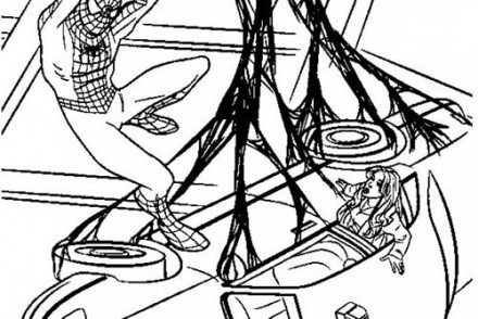 Coloriage-Spiderman-Spiderman-rattrape-une-voiture-avec-sa-toile.jpg