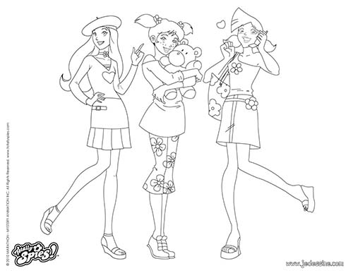 coloriage totally spies sam alex et clover a halloween