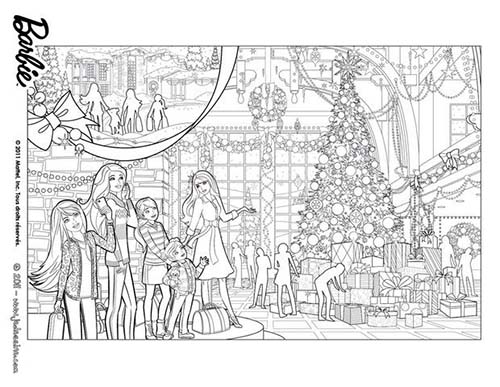 Coloriage Barbie Un Merveilleux Noel Coloriage de Barbie et le sapin de