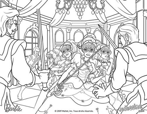 Coloriages-Barbie-et-les-3-Mousquetaires-Coloriage-dAramina-Corinne-et-Renee-tombant-dans-une-embuscade.jpg