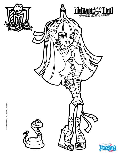 Coloriages-Monster-High-Frissons-camera-action-Cleo-de-Nile-et-Hissette-le-cobra.jpg