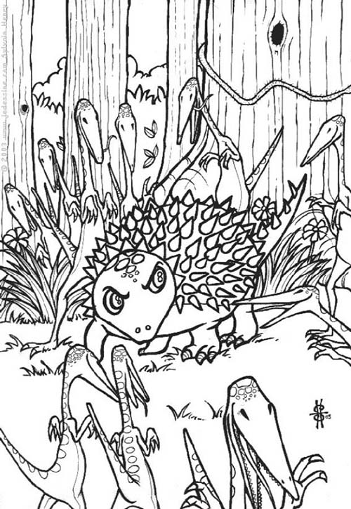 Coloriages-de-Dinosaures-Dinosaure-pris-au-piege.jpg