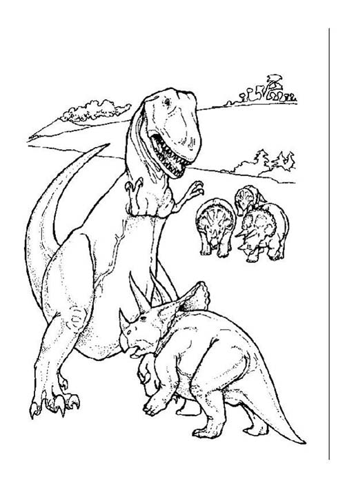 Coloriages-de-Dinosaures-Triceratops-contre-T-Rex.jpg