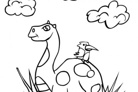 Coloriages-de-Dinosaures-Un-dinosaure-et-un-oiseau.jpg