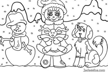 Coloriages-des-enfants-de-Noel-Coloriage-dun-enfant-sous-les-flocons-de-neige.jpg