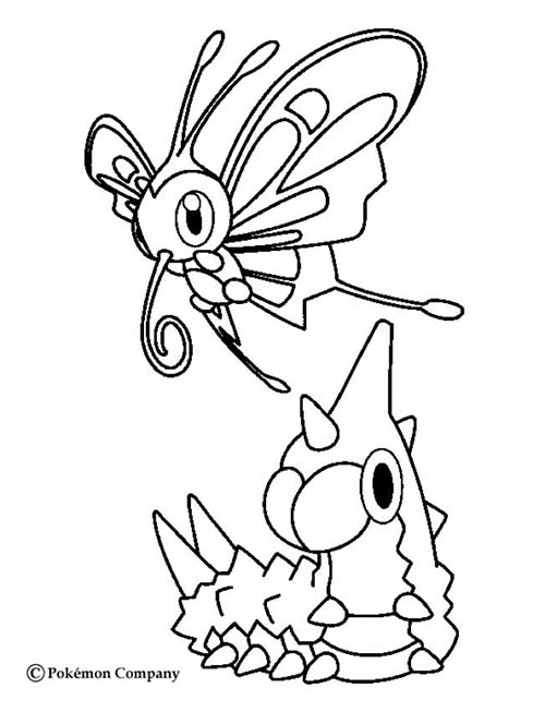 Coloriage Dessin A Imprimer Du Pokemon Chenipotte Et Le Papillon